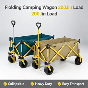 200lbs Load Capacity Folding Camping Wagon Collapsible Outdoor Hand <b>Cart</b> for Market Stall Grocery Moving - Product Image 2