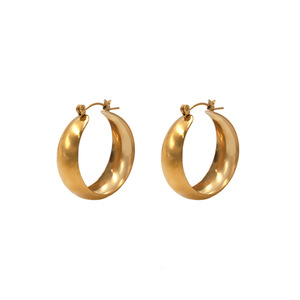 Hoop Earrings Gold 10mm 12mm 13mm Titanium Steel Geometric Minimalist Women Fashion Jewelry - Product Image 5
