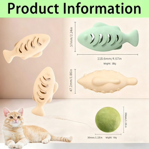 Jouets en forme de boule de menthe pour chat, nettoyage des dents et jouets à lécher à la menthe, jouet interactif en silicone en forme de poisson mignon pour chats - Product Image 2