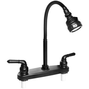 Dual-Handle Cold Hot Plastic Wall-Mounted <strong>RV</strong> Kitchen <strong>Faucet</strong> 360-Degree Rotating Double-Interface Sink Bright Chrome Plated - Product Image 1