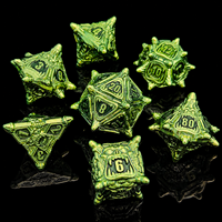 Ensemble de 7 dés DND en métal massif, motif crâne et éclaboussures de sang, polyédriques, pour jeux de société, jeux de rôle fantastiques et Dungeons & Dragons