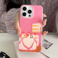 Coque rigide antichoc en TPU IMD de qualité supérieure avec motif de chat rose pour 16/15/17