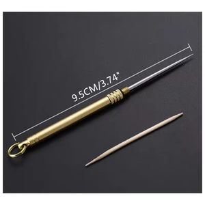 Cure-<span class=keywords><strong>dent</strong></span> intégré en laiton-titane - Cure-fruits portable multifonctionnel avec pointe en acier inoxydable pour les aventures en plein air - Product Image 2