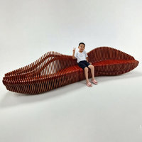 Y713 Chaise longue élégante contemporaine en fibre de verre et bois lamellé, idéale pour hall d'hôtel, extérieur, salle de sport, hôpital