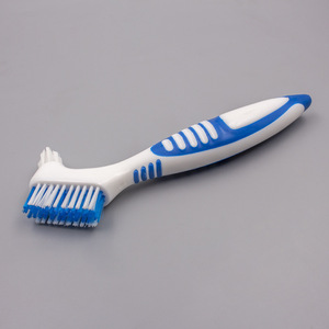 Cepillo de limpieza de dentaduras postizas de doble cabezal, mango de plástico, cerdas duras para el cuidado bucal de adultos - Product Image 3