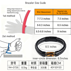 Men's Stainless Steel <b>Leather</b> <b>Bracelet</b> Tiger's Eye Inlay Braided Cord Gift Jewelry 7.5in 8.5in 9in - Product Image 4