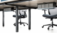 Bureau de direction modulaire extensible en bois moderne personnalisé, mobilier commercial de la marque LS avec armoire, fabriqué par Ubicle