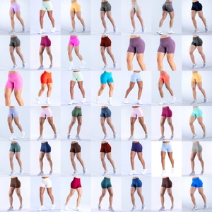 Yimo Women High <strong>Waist</strong> Solid Color Scrunch Gym Yoga Shorts Lady High Elastic <strong>Low</strong> Ribbed Sport Yoga Pants Female Seamless <strong>Legging</strong> - Product Image 2