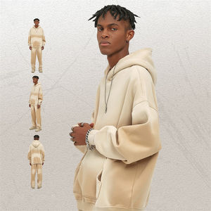 Sweat à capuche unisexe surdimensionné en molleton épais de coton et polyester, couleur unie, idéal pour l'hiver, avec option de logo personnalisé - Product Image 4