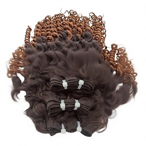 Extensiones de Cabello Humano Ondulado Profundo Remy Pre-Enlazadas Ombre Marrón Negro Rizado Estilo 2 Fácil de Aplicar - Product Image 1