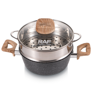 Ensemble de casseroles et poêles antiadhésives RAF, <span class=keywords><strong>compatible</strong></span> induction, gaz, électrique et céramique, avec couvercles en verre, poêle à frire et <span class=keywords><strong>casserole</strong></span>. - Product Image 6