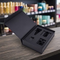 Caja de Regalo Magnética Negra Personalizada con Tapa Abatible y Logotipo en Dorado, Empaque Rígido Plegable para Cámara y Almacenamiento de Lujo