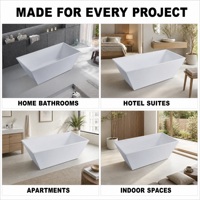 Baignoire autoportante moderne en acrylique, design minimaliste sculpté et conique, idéale pour la rénovation des salles de bain à domicile, dans les hôtels et les appartements.