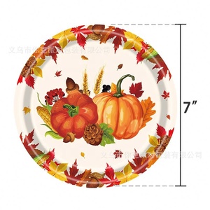 Piatti, Bicchieri e Tovaglioli in Carta Ecologica di Alta Qualità con Design a <span class=keywords><strong>Tema</strong></span> Autunnale per il Ringraziamento, Stampati in 4 Colori - Product Image 2