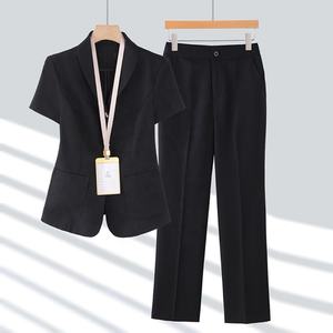 Costume d'été <span class=keywords><strong>professionnel</strong></span> pour femmes robe à manches courtes bouton décoration pour travail bijouterie hôtel réception gestionnaire tenue - Product Image 2