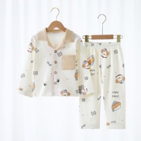 Ensemble de pyjama pour enfants Guai Premium 100% coton biologique à imprimé animal, doux et respirant, boutonné, pour des nuits confortables à la maison