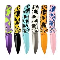 Couteau pliant EDC Fanstoon à motif tendance, verrouillage à axe, ouverture à une main, motif personnalisé imprimé, couteau de poche utilitaire pour le camping
