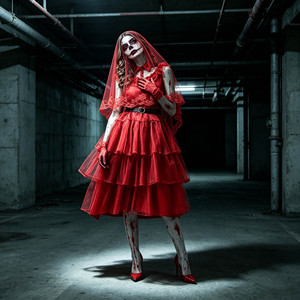 Disfraz de novia zombi roja para Halloween, vestido de malla, traje de fiesta de terror, vestido de cosplay - Product Image 1