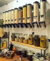 Menyimpan Dispenser Makanan Curah Permukaan Jernih Dispenser Sereal