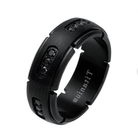 8mm Titane Alliance Noir Cubique Zircone CZ Ensemble Noir Titane Anneau Pierre Naturelle Anneau Bijoux Titane
