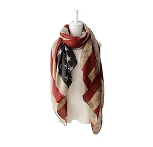 Винтажный классический шарф с американским флагом, унисекс, модный Премиум Патриотический красный хаки и синий флаг, платок, шарф, 4-й из July