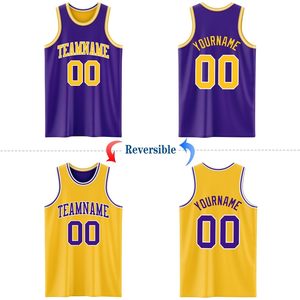 Custom Reversible Basketball Jersey Set Unisex Adult Personalized Team Name 00 Breathable Mesh Tank <b>Top</b> Shorts Sports Uniform - Product Image 2