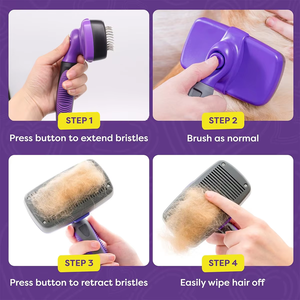 Brosse à poils pour animaux de compagnie, brosse à poils pour chiens <span class=keywords><strong>et</strong></span> chats, brosse à poils auto-nettoyante, brosse à poils pour animaux de compagnie, brosse de toilettage pour animaux de compagnie, logo <span class=keywords><strong>et</strong></span> couleur personnalisés - Product Image 2