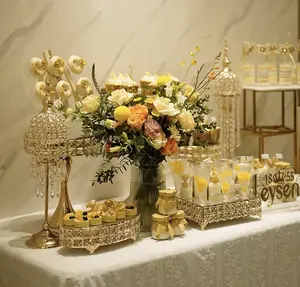 طقم ديكور طاولة الزفاف شفاف الحرف الجملة أدوات العرض كعكة الحلوى حامل الكعك مستدير الشكل كريستال