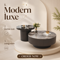 Table basse moderne de style italien, légère et luxueuse, minimaliste, avec plateau en verre, réglable, en pierre, petite taille, pour salon
