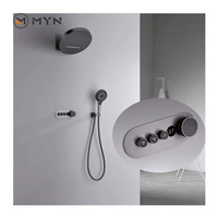 Robinet de douche thermostatique rond multifonctionnel encastré au mur en laiton Meiyani, nouveau design, avec affichage de la température