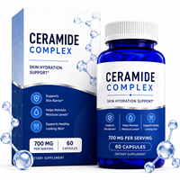 Capsules de complexe de céramides à marque privée 700mg Végétaliennes Céramide oral Acide hyaluronique Vitamines C et E Soutien de la barrière cutanée