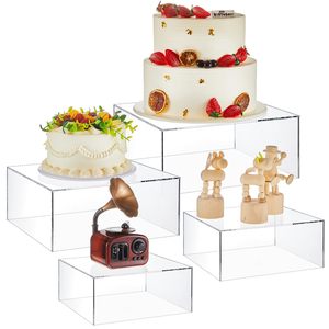 Thiết lập của 4 Frosted Acrylic Cube hiển thị hộp trắng tự chọn làm tổ risers với đáy rỗng bánh trang trí nguồn cung cấp - Product Image 1