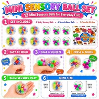 Lot de balles sensorielles TPR colorées anti-stress pour enfants de 5 à 7 ans et adultes