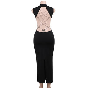 2024 primavera sólido sin mangas sin espalda elegante Sexy Bodycon Maxi vestido de graduación ropa de mujer fiesta de cumpleaños vestido Casual - Product Image 3