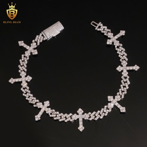 Bracciale a catena cubana con croce in argento sterling 925 da 6 mm, stile hip hop, per uomo e donna, con moissanite VVS1, certificato GRA - Product Image 5