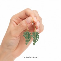 Boucles d'oreilles en zircon avec feuilles dorées pour le quotidien, les rendez-vous, les banquets et les vacances