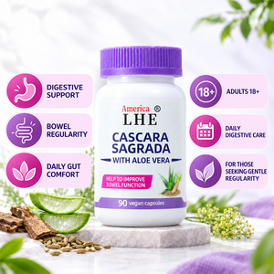 Fabricant en gros de suppléments Shecome Cascara Sagrada avec Aloe Vera pour le soutien digestif, 90 capsules de Cascara Sagrada - Product Image 2