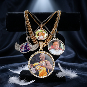 <b>Custom</b> Bling Moissanite Crown Photo Memory Pendant 925 Sterling Silver Gold Plated Iced Circle Medallion Hip Hop <b>Necklace</b> Fine - Product Image 3