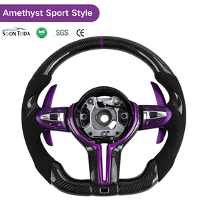 Volante Deportivo SOON TODA Morado para <span class=keywords><strong>BMW</strong></span> F10/F15/F16/F20/F30/F31/F35/F36 M3/F80 M2/F87 M4/F82 <span class=keywords><strong>M5</strong></span>/F90, Estilo M, Fibra de Carbono y Gamuza - Product Image 1