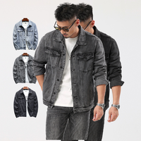 Streetwear mode de haute qualité personnalisé patchs en chenille mode unie bouton homme veste en jean élégant pour hommes