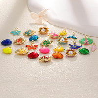 Nouveau Style de plage d'été plaqué or 18 carats émail animaux de la mer breloques mode étoile de mer conque poisson coquille pendentifs pour la fabrication de bijoux