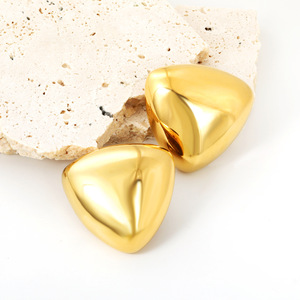 Geometric Triangular <b>Stud</b> <b>Earrings</b> Gold Stainless Steel For Women Fashion Jewelry - Product Image 3
