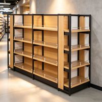Étagère de présentation en bois et métal pour snacks, gondole de supermarché, vitrine de vente au détail pour bonbons et biscuits, présentoir de magasin personnalisé OEM