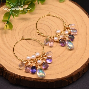 Pendientes de Aro con Perlas Naturales de Agua Dulce para Mujer, <span class=keywords><strong>Plata</strong></span> de Ley 925, Pendientes Colgantes con Borlas Coloridas - Product Image 4