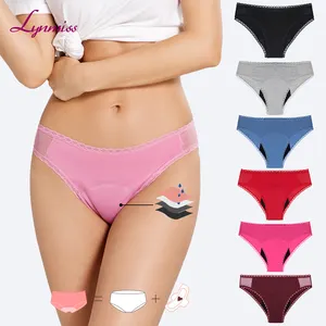 LYNMISS-ropa interior colorida a prueba de goteo para niña, bragas de 4 capas sin costuras para menstruación