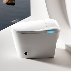 โถสุขภัณฑ์อัจฉริยะดีไซน์ใหม่ทันสมัยสำหรับโรงแรม แบบติดตั้งบนพื้น พร้อมที่นั่งอุ่น ฝารองนั่งอัตโนมัติ ระบบชำระล้างด้วยไฟฟ้า โถเซรามิกอัจฉริยะ - Product Image 5