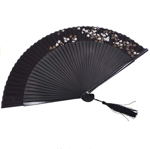 De 21 cm de bambú ventilador de mano encantadora elegante mujer moderna de bambú hecha a mano de seda bolsillo plegable bolso de mano - Product Image 2