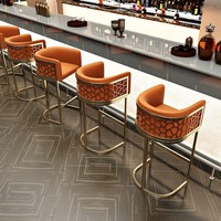 Tabouret de bar en métal de style nordique, design moderne et minimaliste, dossier, non pliable, tabouret haut pour usage domestique et commercial, chaise de bar