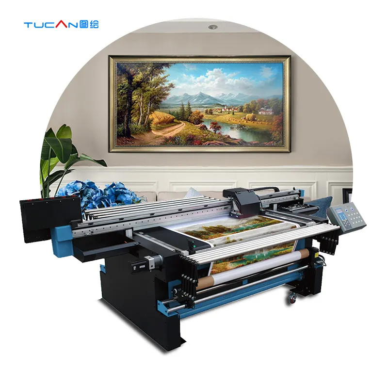 ハイブリッドUVプリンター大判UVフラットベッドおよびロールツーロール印刷機自動インクジェットプリンター