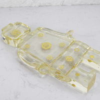 Sculpture de robot homme en résine transparente style Art Déco, motif engrenage doré, figurine moderne pour bureau et table, décoration d'intérieur